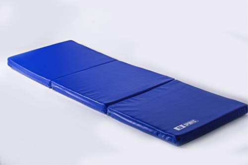 CalmaDragon 85620 Colchoneta Gimnasia Espuma PU Impermeable Alfombra de Protección en 3 Paneles Plegables Grosor 6 Cm (Azul)