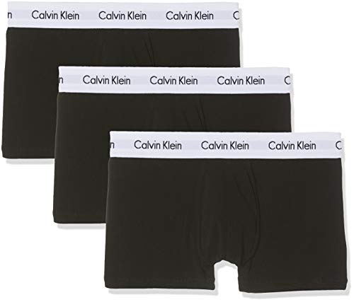 Calvin Klein 3p Low Rise Trunk Calzoncillos, Schwarz (Black 001), L (Pack de 3) para Hombre