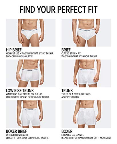 Calvin Klein Low Rise Trunk, Bóxer Hombre, Blanco (White), Large, (Pack de 3)