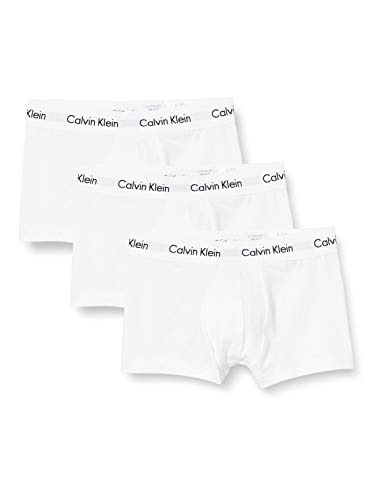 Calvin Klein Low Rise Trunk, Bóxer Hombre, Blanco (White), Large, (Pack de 3)