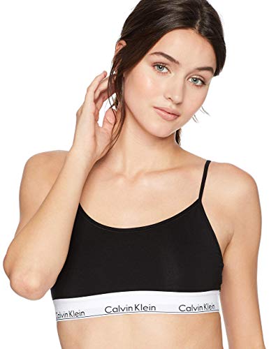 Calvin Klein Women's Modern Cotton Skinny Strap Bralette, Black