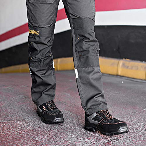 Calzado Deportivo Masculino de Seguridad con Puntera Ultraligera de Zapatos de Trabajo al Tobillo Kevlar S1P SRC 1997 Black Hammer Black Hammer (41 EU)