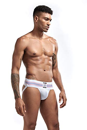 Calzoncillos de Ropa Interior para Hombre Tangas para Hombre Sexy g Cuerdas Ancho cinturón Transpirable Calzoncillos Sexy Tanga (M, Blanco)