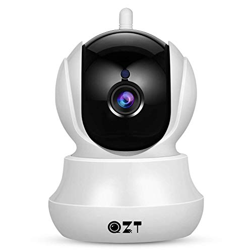 Cámara IP, Cámara de Vigilancia QZT 1080P WiFi con Visión Nocturna, Audio Bidireccional, Giro/Inclinación, Detección de Movimiento, Alarma Email, Cámara de Seguridad