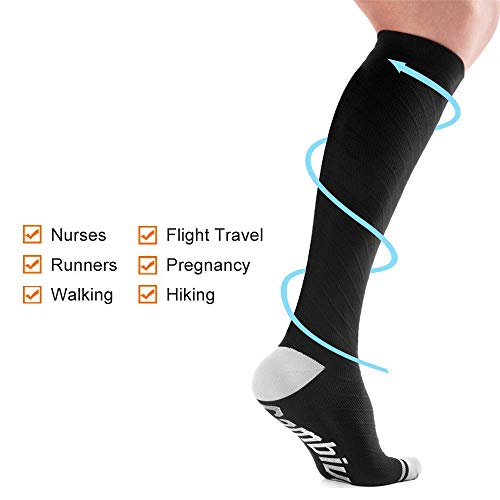 CAMBIVO 3 Pares Medias de Compresion Mujer y Hombre, Calcetines de Compresión para Running, Crossfit, Deporte, Ciclismo, Futbol, Enfermera, Volar