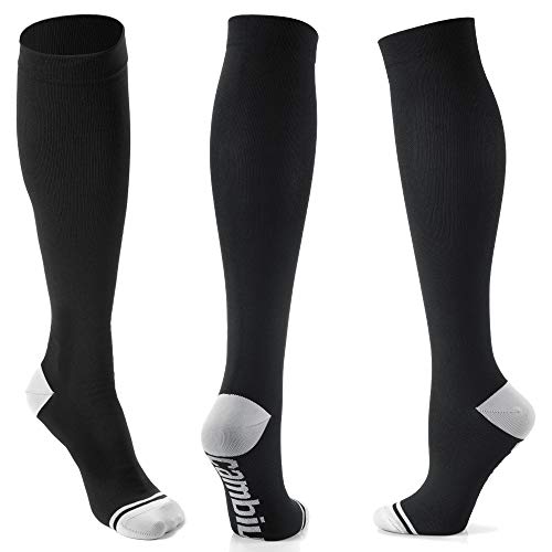 CAMBIVO 3 Pares Medias de Compresion Mujer y Hombre, Calcetines de Compresión para Running, Crossfit, Deporte, Ciclismo, Futbol, Enfermera, Volar