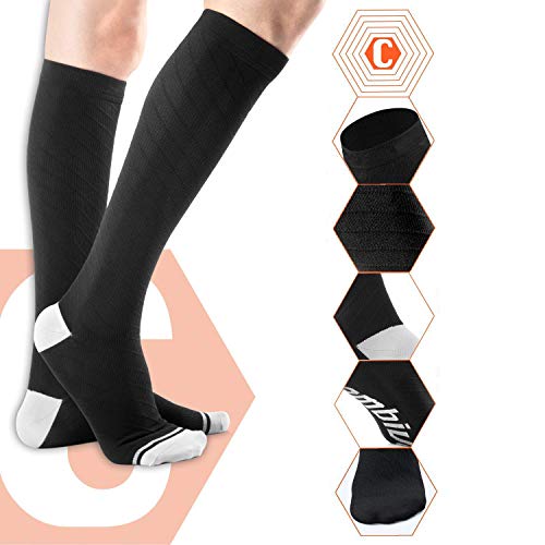 CAMBIVO 3 Pares Medias de Compresion Mujer y Hombre, Calcetines de Compresión para Running, Crossfit, Deporte, Ciclismo, Futbol, Enfermera, Volar