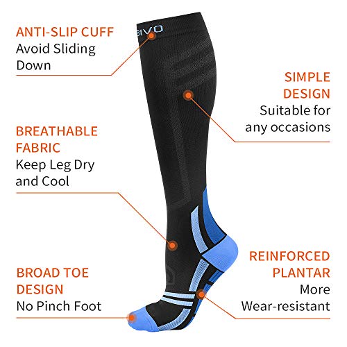 CAMBIVO Medias de Compresión Deportivas 3 Pares Calcetines Compresivos para Hombre y Mujer, 20-30 mmHg Calcetines para Trabajo y Deporte, Enfermeras, TCP, Ciclismo, Correr, Volar, Viajar