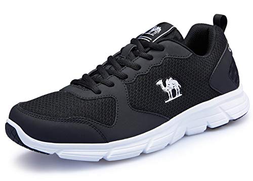 Camel Zapatillas Running para Hombre Aire Libre y Deporte Transpirables Casual Zapatos Gimnasio Correr Sneakers(47 EU,Negro)