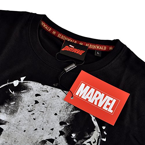 Camiseta de algodón con diseño de calavera de Punisher por Elbenwald, color negro, hombre, negro, medium