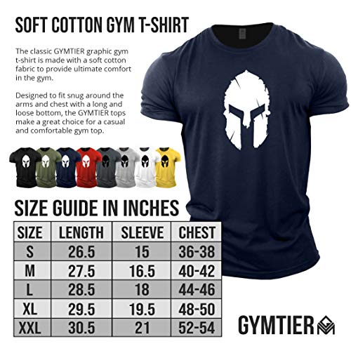 Camiseta de culturismo Gymtier para hombre con dibujo de casco espartano para entrenamiento en gimnasio Azul azul marino M