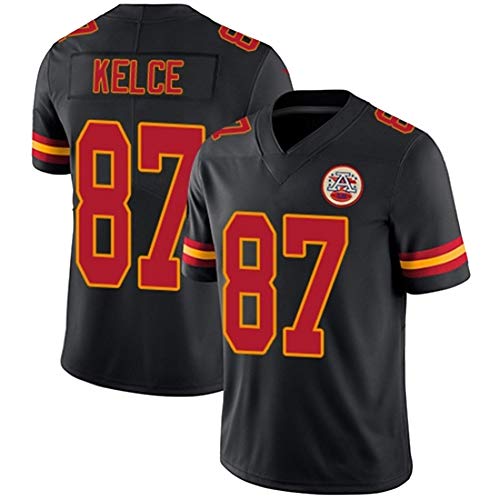 Camiseta de fútbol americano 87 # Travis Kelce, camiseta de rugby para hombre, transpirable, de manga corta, para niño grande, 123, negro, L