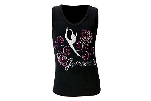 Camiseta de tirantes de Bernit para gimnasia (negra), gimnasia rítmica deportiva, ocio, deportes, entrenamiento, para niña, todo el año, Unisex niños, color Negro , tamaño 158-164 cm