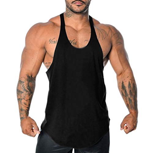 Camiseta de Tirantes Deporte Hombre, Camisetas Tops sin Mangas Basica Fitness Gym Camiseta Deportiva t-Shirt (Negro3, L)