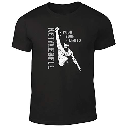 Camiseta Kettlebell Push Your Limits Girevik Sports Training Fitness Gym Negro Negro S