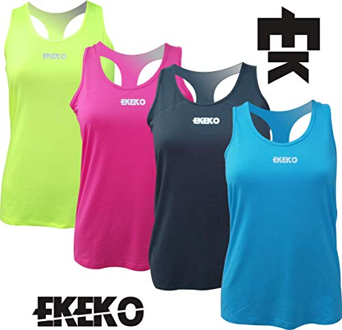 Camiseta Mujer EKEKO Karma, Yoga, Fitness y Deportes en General. (S, Rosa)