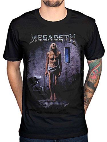 Camiseta oficial con diseño de banda de metal pesado Megadeth Countdown To Extinction Thrash Mustaine Negro negro X-Large