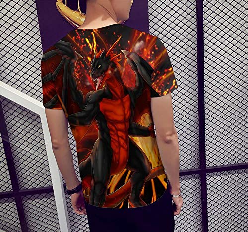 Camiseta para Hombre Estampado En 3D Estampado De DragóN Volador Magma Estampado Verano Cuello Redondo Camisa De Secado RáPido Regalo De Halloween-6xl