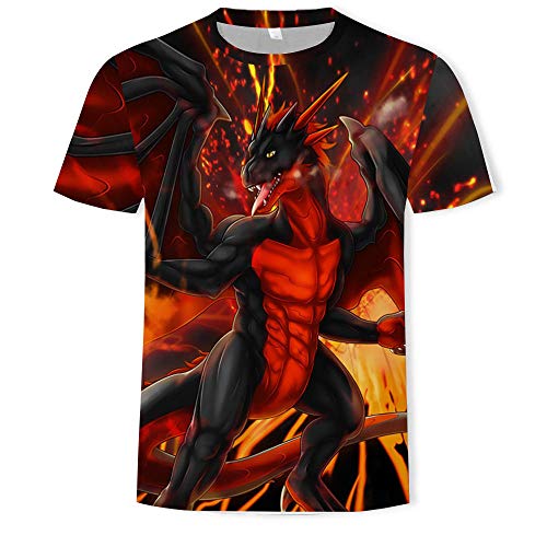 Camiseta para Hombre Estampado En 3D Estampado De DragóN Volador Magma Estampado Verano Cuello Redondo Camisa De Secado RáPido Regalo De Halloween-6xl