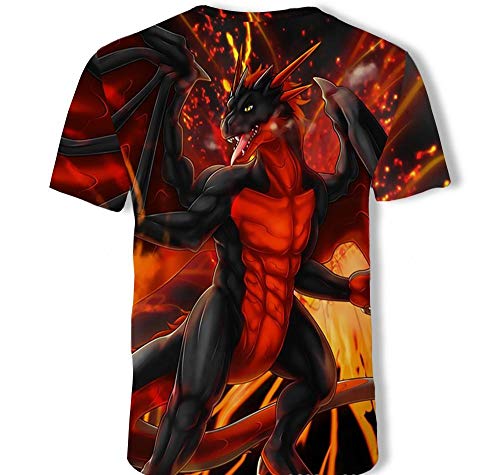 Camiseta para Hombre Estampado En 3D Estampado De DragóN Volador Magma Estampado Verano Cuello Redondo Camisa De Secado RáPido Regalo De Halloween-6xl