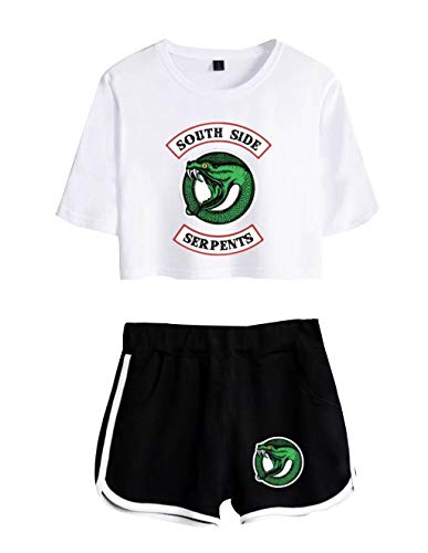 Camiseta y Pantalón Corto Riverdale Adolescente Chica Serpientes Camiseta de Manga Corta Verano Conjunto Deportivo para Niña y Mujere (4, S)