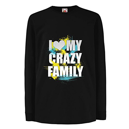 Camisetas de Manga Larga para Niño Amo a mi Familia Loca - Ideas de Regalos para Toda la Familia (14-15 Years Negro Multicolor)
