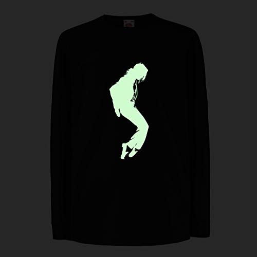 Camisetas de Manga Larga para Niño Me Encanta MJ - Ropa de Club de Fans, Ropa de Concierto (3-4 Years Negro Fluorescente)