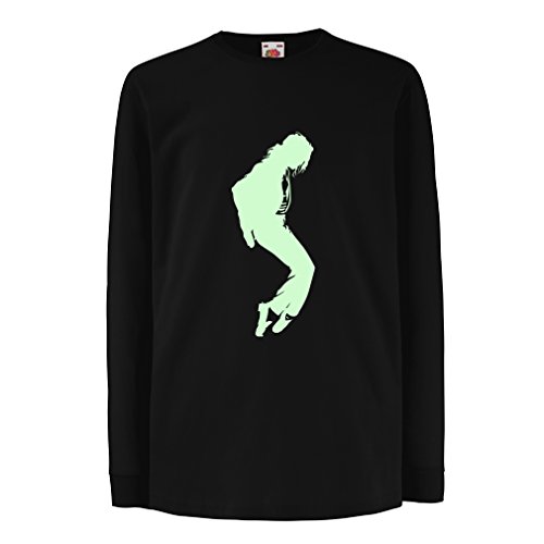 Camisetas de Manga Larga para Niño Me Encanta MJ - Ropa de Club de Fans, Ropa de Concierto (3-4 Years Negro Fluorescente)