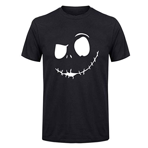 Camisetas Hombre Originales Manga Corta Verano,JiaMeng Camiseta cómoda con Cuello Redondo y Cuello Redondo de New Evil Smile de la Impresión de la Moda Camisetas