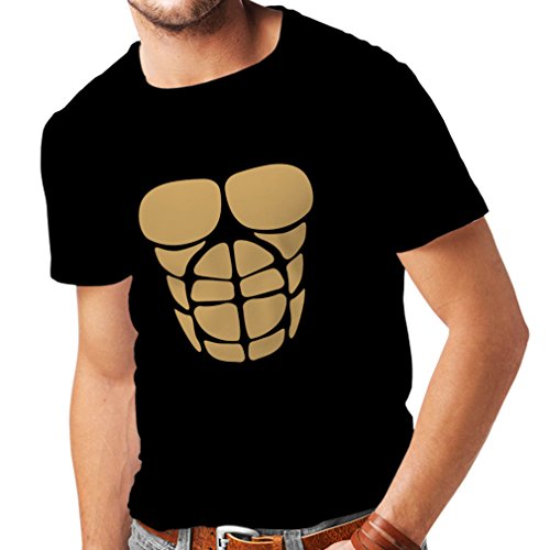 Camisetas Hombre para su Crecimiento del músculo - Camisetas Divertidas del Entrenamiento (XX-Large Negro Oro)