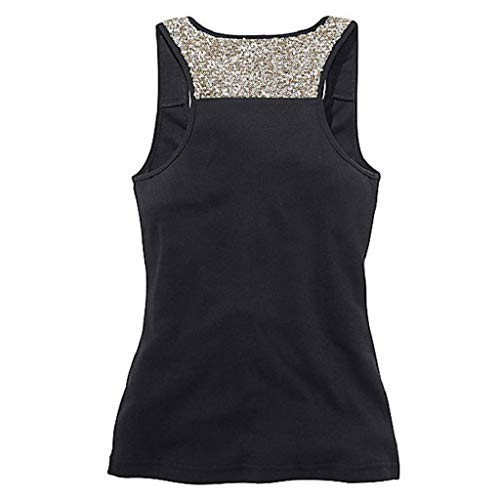 Camisetas sin Mangas Mujer,SHOBDW Moda De Verano Más El Tamaño Sin Mangas Sexy Cuello Redondo Lentejuelas Chaleco Tops Señoras Blusa Sólida Casual Camiseta Tank Tops para Mujeres(Negro,XXL)