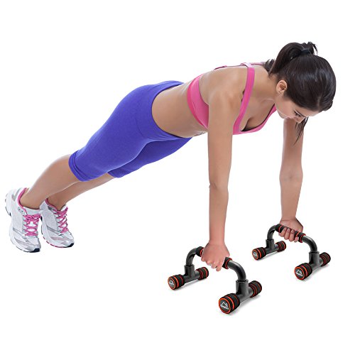 CampTeck U6664 Push Up Bars Soporte para Flexiones de Brazo con Manija de Espuma para Pecho Sit Up, Entrenamiento, Fitness, Ejercicios - 1 Par