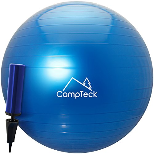 CampTeck U6764 Pelota Gimnasia 65cm con Bomba Mejorado de Mano Pelota de Ejercicio para Fitness, Yoga, Pilates, etc. - Adecuada para Hombres y Mujeres, Azul