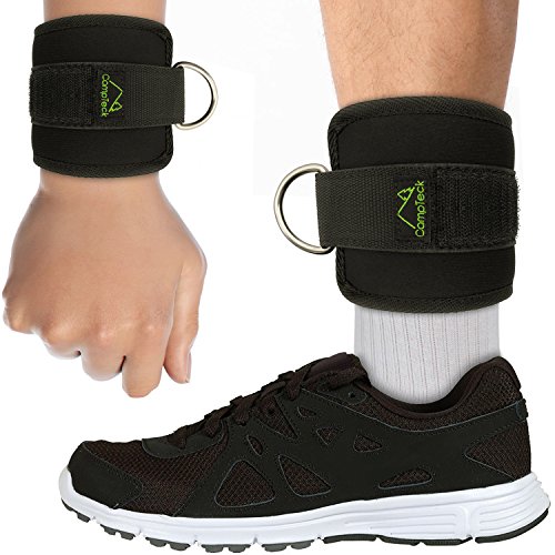 CampTeck U6831 Tobillera Fitness Muñequera Deportiva Neoprene Ajustable Ankle Straps Wrist Wraps Gym Anillo para Máquina de Cable Entrenamiento Gimnasio Piernas Glúteos y Abdominales - Negro, 1 Par