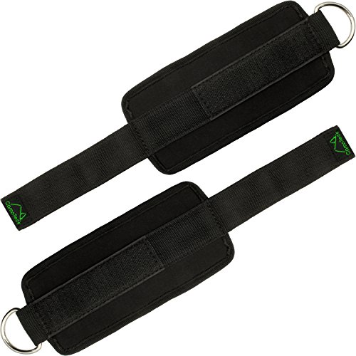 CampTeck U6831 Tobillera Fitness Muñequera Deportiva Neoprene Ajustable Ankle Straps Wrist Wraps Gym Anillo para Máquina de Cable Entrenamiento Gimnasio Piernas Glúteos y Abdominales - Negro, 1 Par