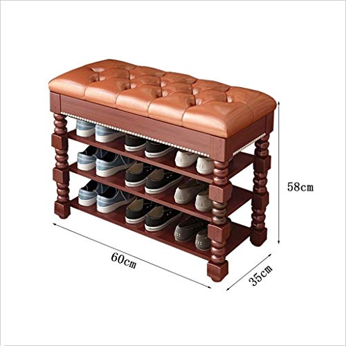 Can Sit Shoe Rack De pie Banco de Almacenamiento Organizador Gabinete Tela no Tejida Cubierta de Tela Estantes apilables para el Pasillo Entrada Baño Cuarto de Estar Dormitorio (Tamaño : #3-60cm)