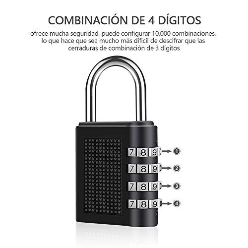 Candado De Combinación, [2 Pcs] Diyife Cerradura De Combinación De 4 Dígitos, Candado Para El Casillero Del Gimnasio Escolar, Archivadores, Caja De Herramientas,Cerca, Cerrojo(Negro)