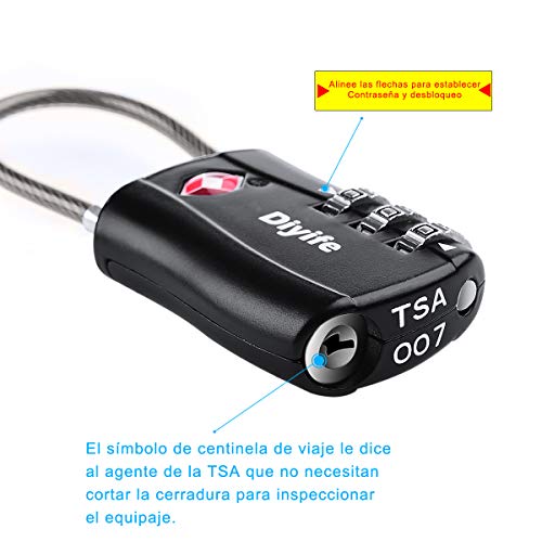 Candados de Equipaje, [VersióN Nueva] Diyife 2 X TSA Candado de Seguridad de 3 DíGitos, Candados de CombinacióN para Maletas Viaje Mochila Equipaje(Negro)