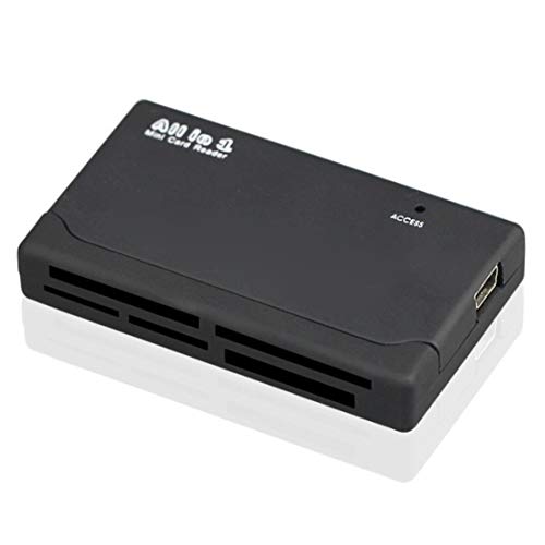 Candybarbar Mini 26-IN-1 USB 2.0 Lector de Tarjetas de Memoria de Alta Velocidad para CF xD SD MS SDHC con luz LED Lector de Tarjetas Negro