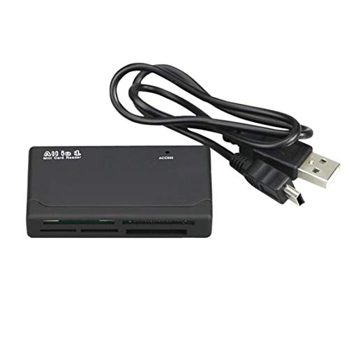 Candybarbar Mini 26-IN-1 USB 2.0 Lector de Tarjetas de Memoria de Alta Velocidad para CF xD SD MS SDHC con luz LED Lector de Tarjetas Negro