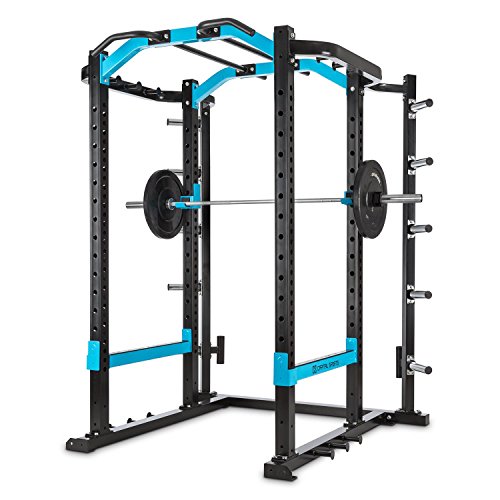 Capital Sports Amazor Jaula de sentadillas, multifuncional, soportes de seguridad con apoyos de goma, barra con empuñaduras para dominadas, estructura de acero termolacado, Amazor P