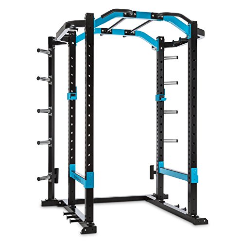 Capital Sports Amazor Jaula de sentadillas, multifuncional, soportes de seguridad con apoyos de goma, barra con empuñaduras para dominadas, estructura de acero termolacado, Amazor P