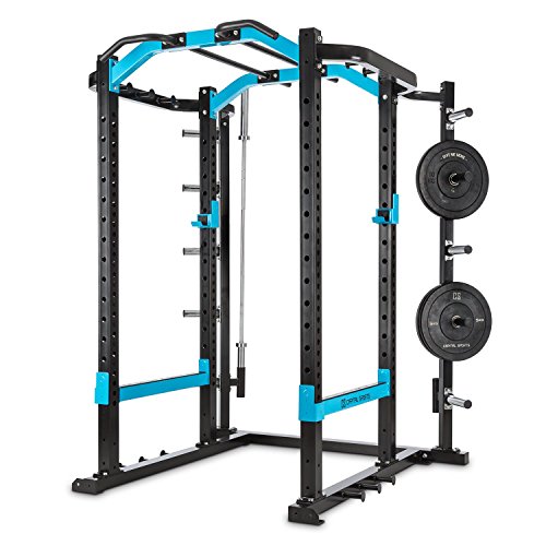 Capital Sports Amazor Jaula de sentadillas, multifuncional, soportes de seguridad con apoyos de goma, barra con empuñaduras para dominadas, estructura de acero termolacado, Amazor P