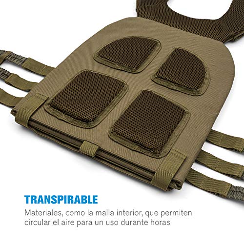 CAPITAL SPORTS Battlevest 2.0 Chaleco de pesas - 4 placas de pesas: 2x 5.75 lbs y 2x 8.75 lbs, alta comodidad y óptima distribución del peso gracias a su acolchado grueso, color verde oliva.