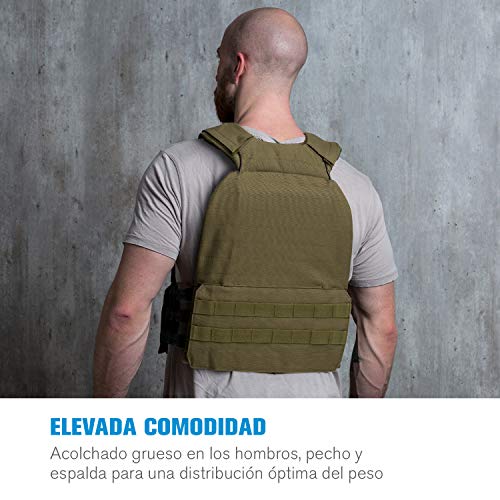 CAPITAL SPORTS Battlevest 2.0 Chaleco de pesas - incluye 2 placas de pesas: 2x 8.75 lbs, gran comodidad de uso y distribución óptima del peso debido al acolchado grueso en los hombros, verde oliva