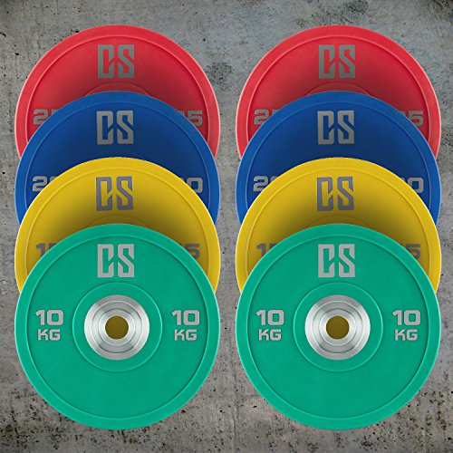 CAPITAL SPORTS Performan Juego completo Discos de peso 4 parejas 10-25 kg (Poliuretano, Dead Bounce, ideal barra olímpica o Cross-Training, Weight Drops - Saques, baja fricción)