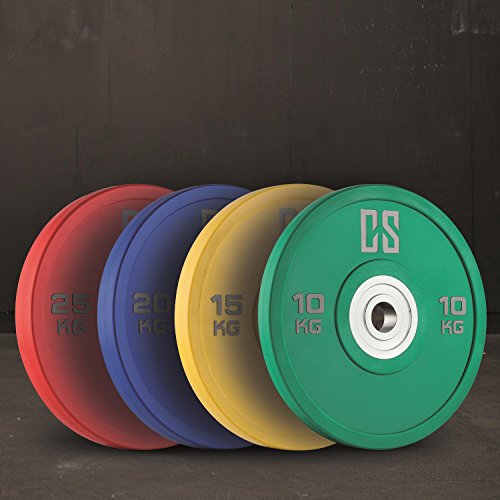 CAPITAL SPORTS Performan Juego completo Discos de peso 4 parejas 10-25 kg (Poliuretano, Dead Bounce, ideal barra olímpica o Cross-Training, Weight Drops - Saques, baja fricción)