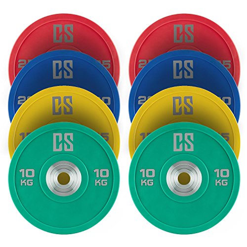 CAPITAL SPORTS Performan Juego completo Discos de peso 4 parejas 10-25 kg (Poliuretano, Dead Bounce, ideal barra olímpica o Cross-Training, Weight Drops - Saques, baja fricción)