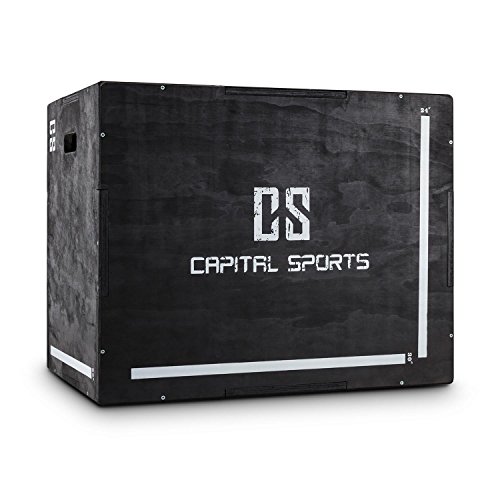 Capital Sports Shineater Set 6X Caja de Salto Pliométrica de 3 Alturas 20" 24" 30" (Cajón pliométrico de madera 11 capas, 3x altura entrenamiento, apto gimnasio profesional o entrenamiento aire libre, color negro) …