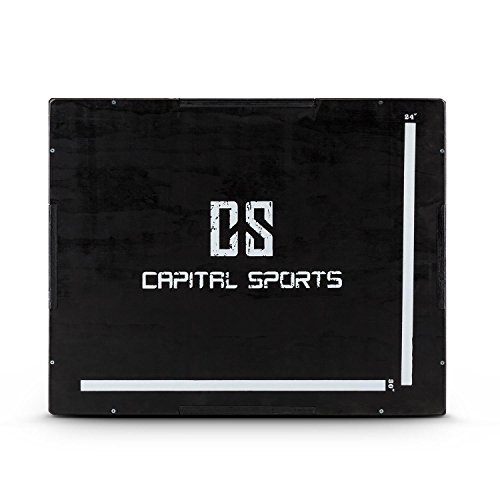 Capital Sports Shineater Set 6X Caja de Salto Pliométrica de 3 Alturas 20" 24" 30" (Cajón pliométrico de madera 11 capas, 3x altura entrenamiento, apto gimnasio profesional o entrenamiento aire libre, color negro) …